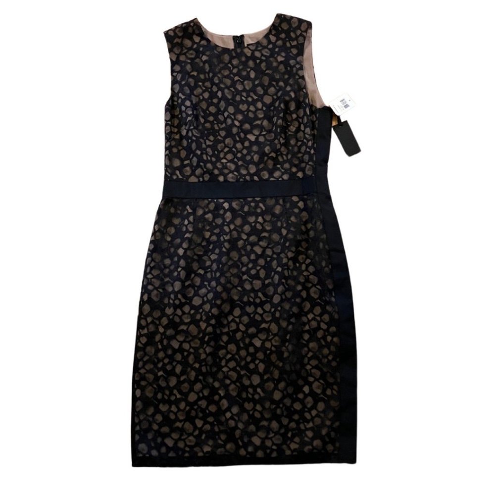 NWT Vera Wang Collection Black Cocktail Coastal Sleeves Dress Size 8